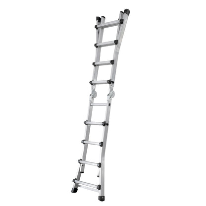 Escalera telescópica ECO desplegada en un solo tramo apoyada en pared.