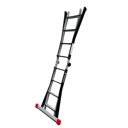 Escalera telescópica de hierro Sansón 4x4 estirada.