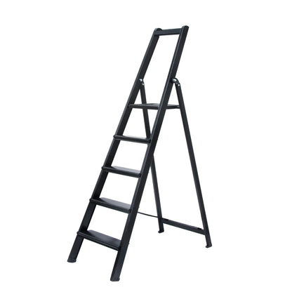 Escalera de aluminio lacada en negro mate Unno Plus de 5 peldaños con diseño premium.