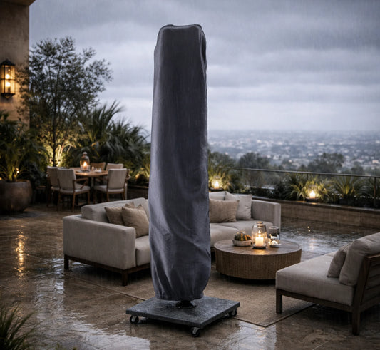 Funda protectora XL AeroCover para parasoles de pie lateral de gran formato.
