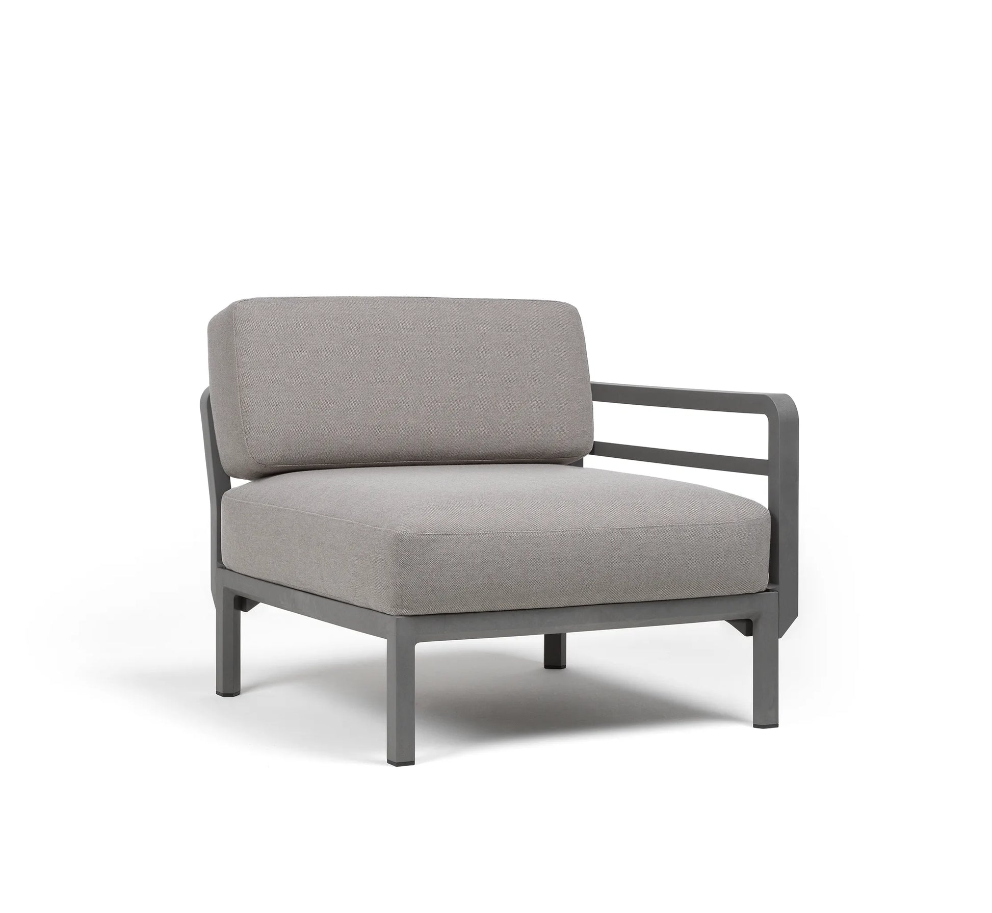 Elemento terminal derecho del sofá modular Máximo de Nardi, con cojines Sunbrella.