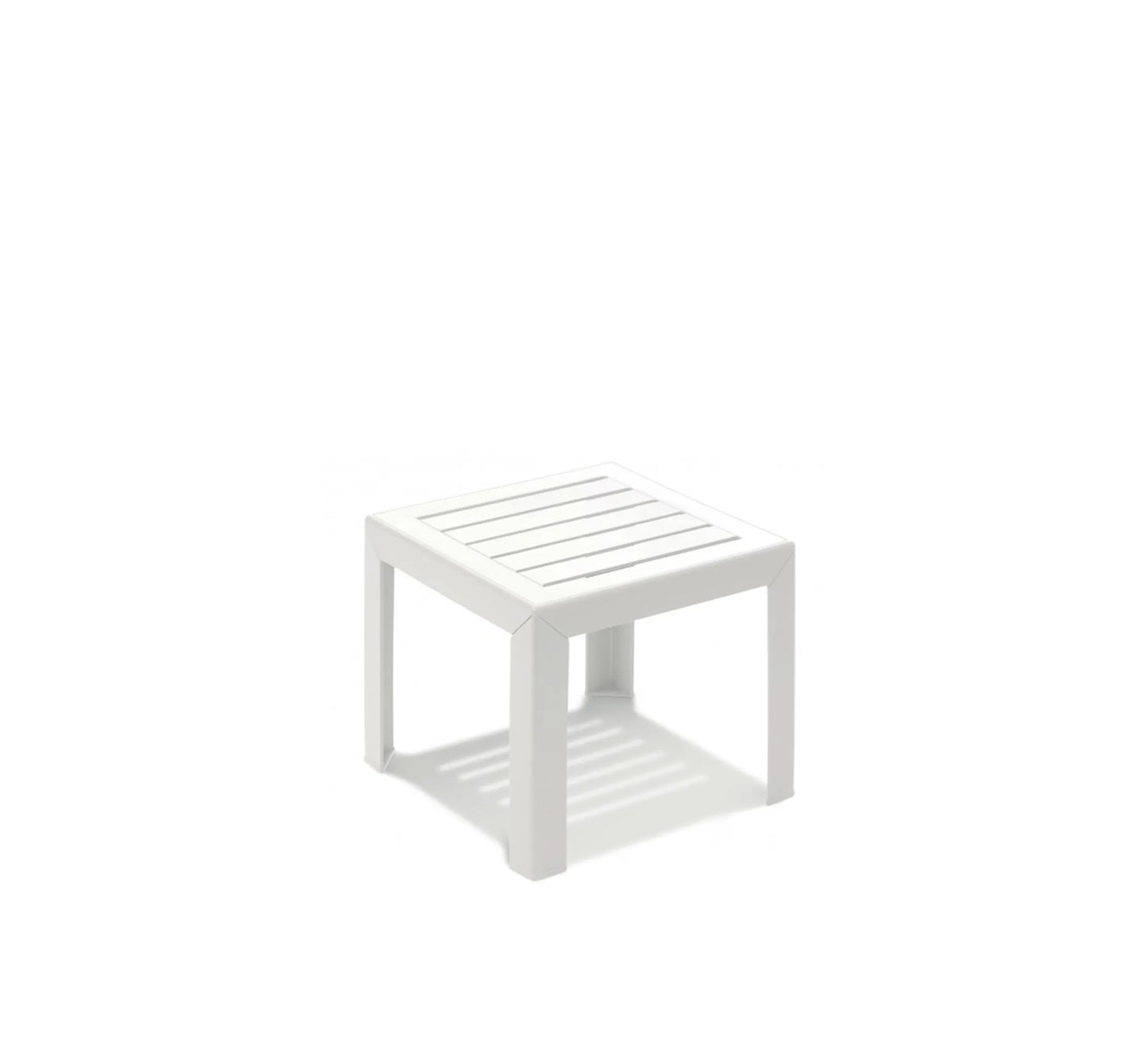 Mesa baja MIAMI de exterior en color blanco.