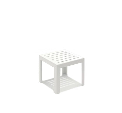 Mesa baja MIAMI de exterior en color blanco.