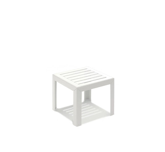 Mesa baja MIAMI de exterior en color blanco.