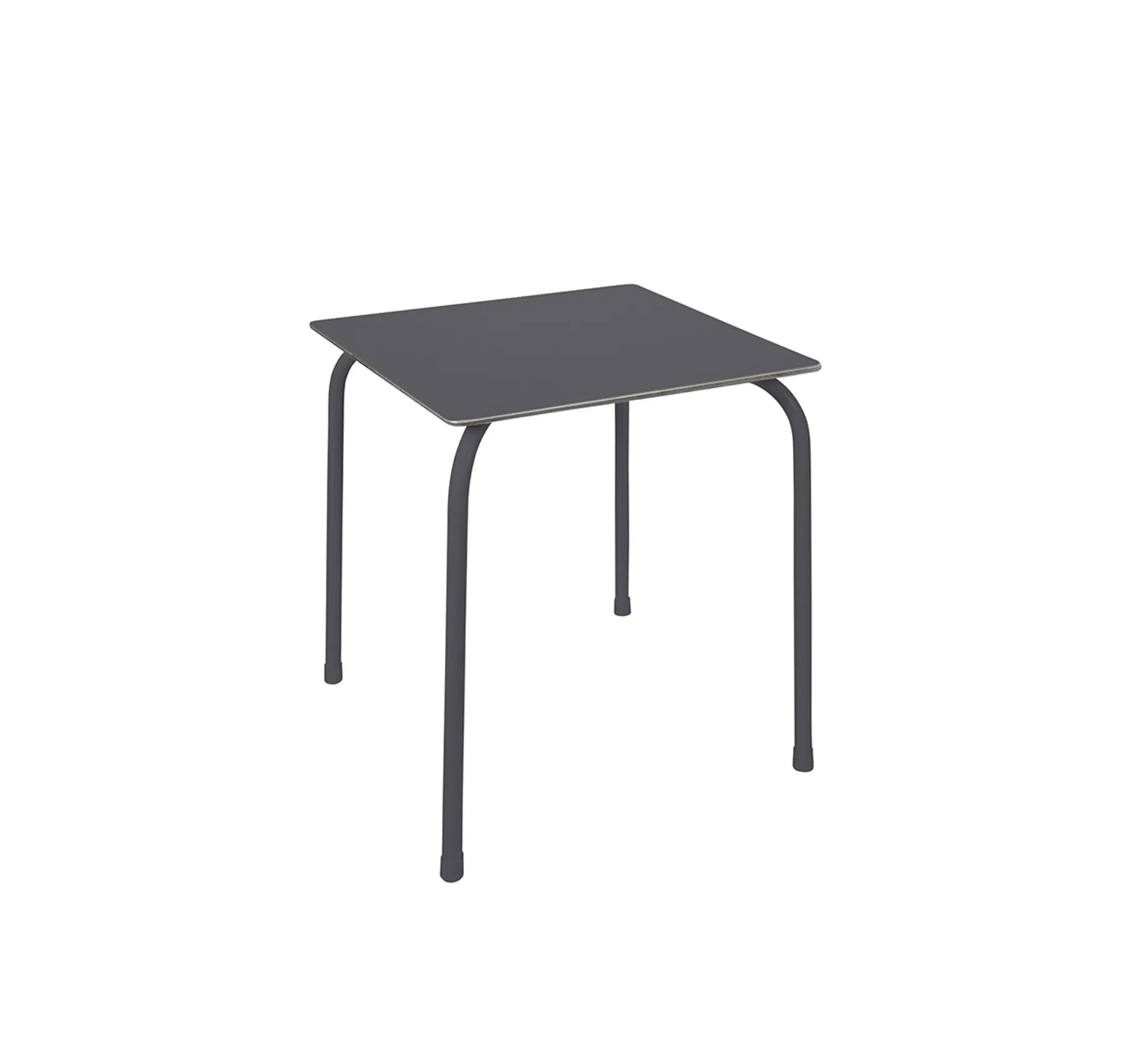 Mesa RODAS de Ezpeleta en color negro, destacando su estructura de acero lacado y su tablero compacto de alta resistencia.