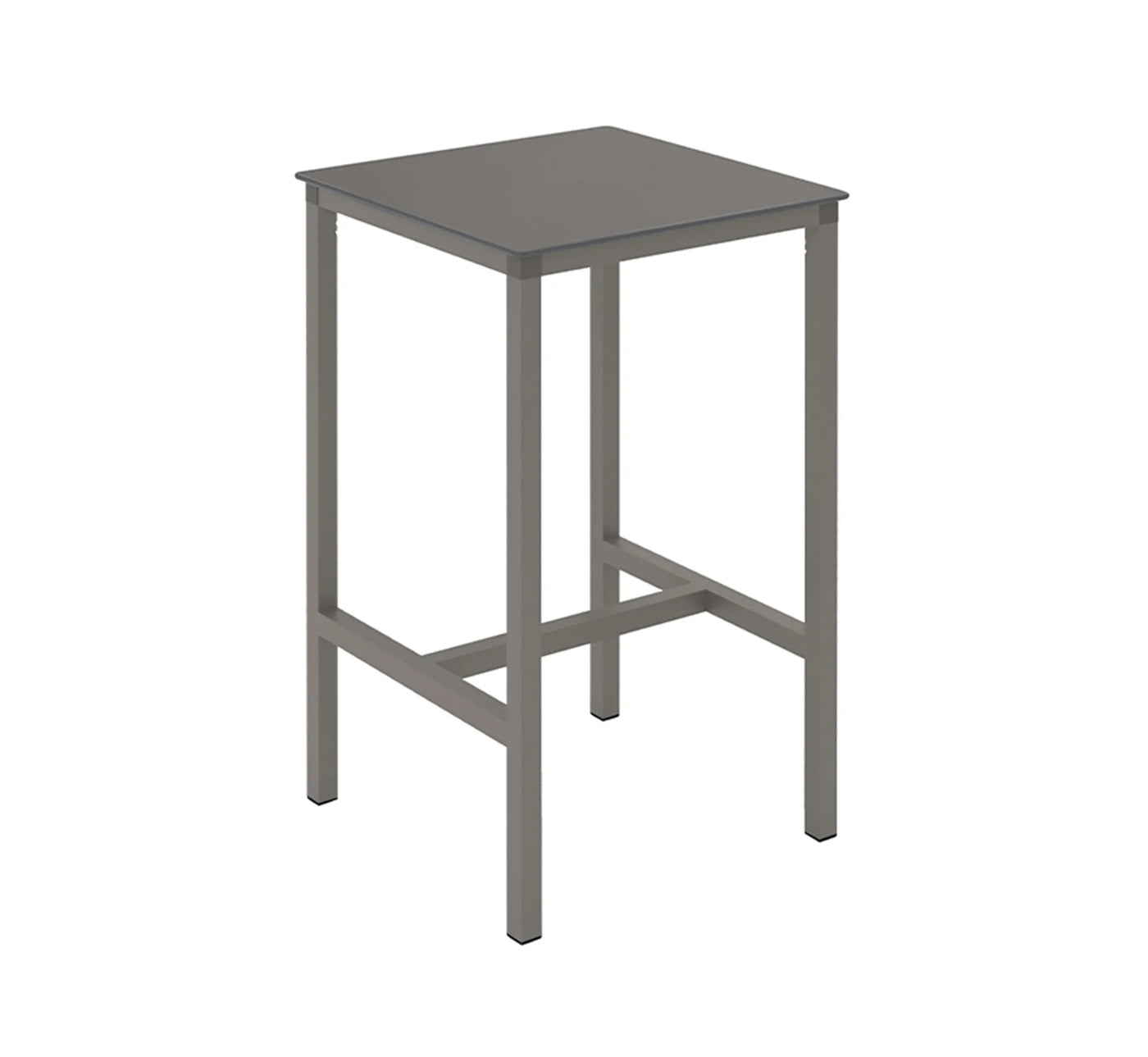 Mesa alta URBAN de Ezpeleta en acabado oscuro con tablero compacto.