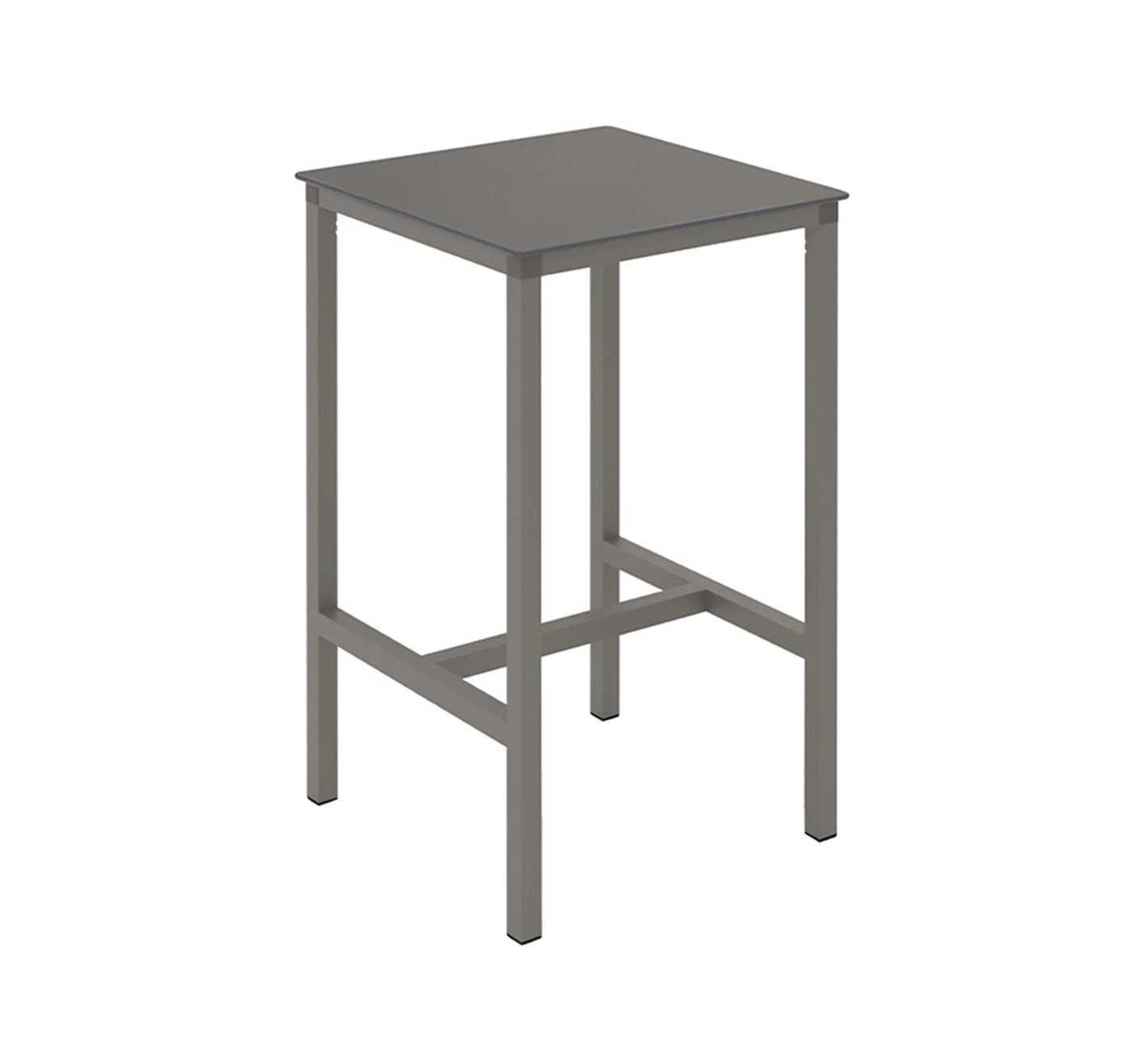 Mesa alta URBAN de Ezpeleta en acabado oscuro con tablero compacto.