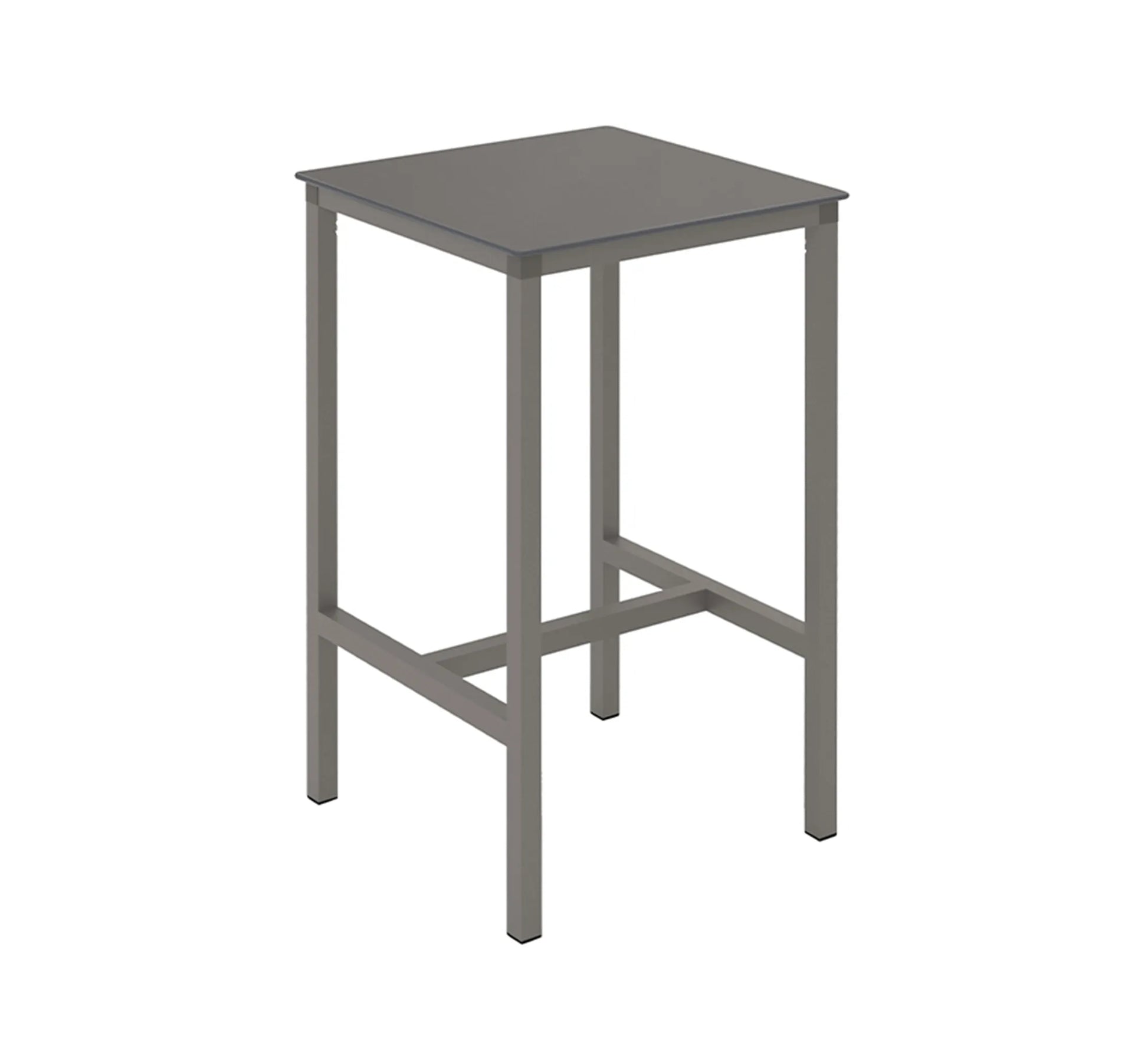 Mesa alta URBAN de Ezpeleta en acabado oscuro con tablero compacto.