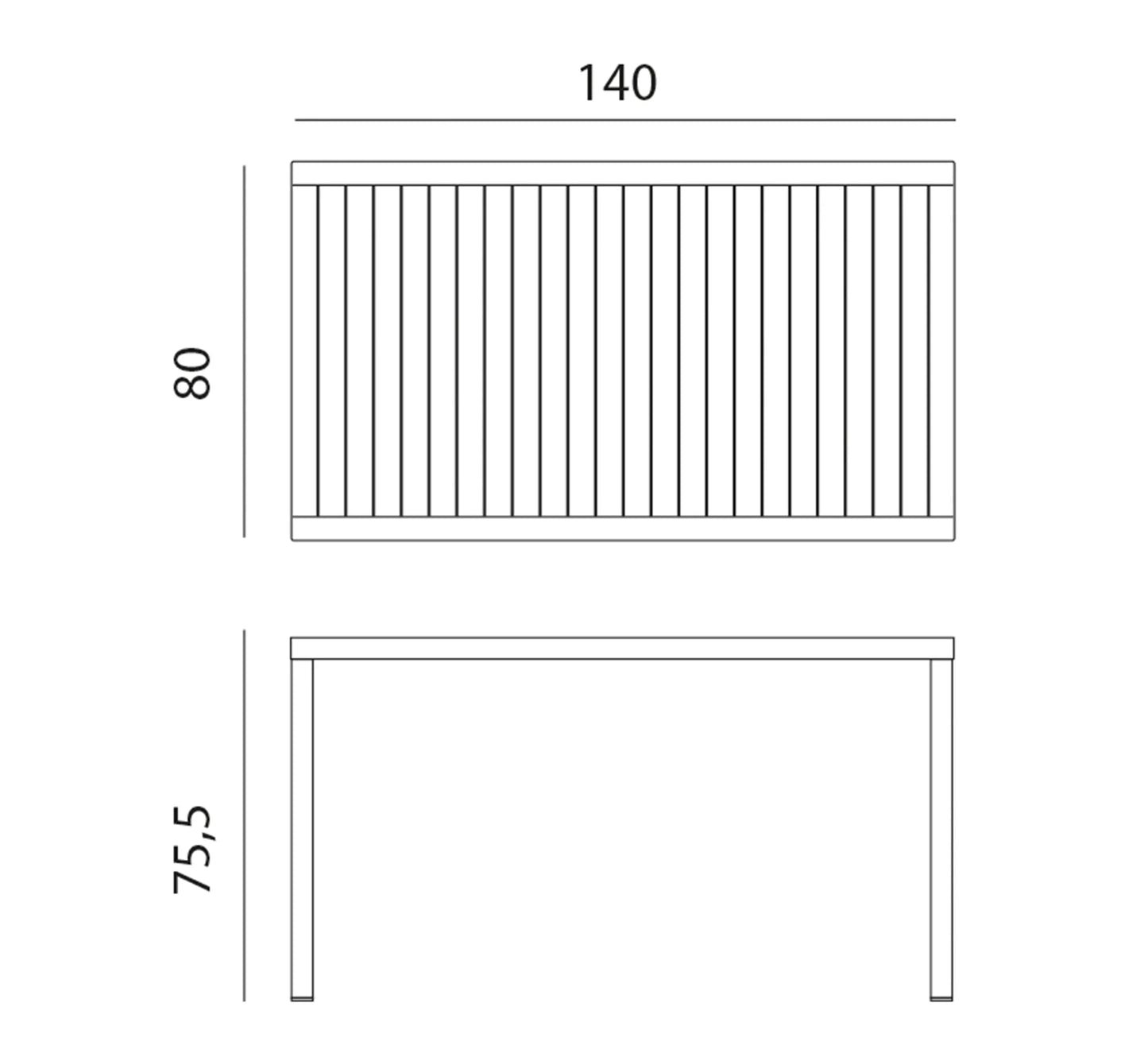 Mesa CUBE Rectangular de NARDI 6-8 Plazas
