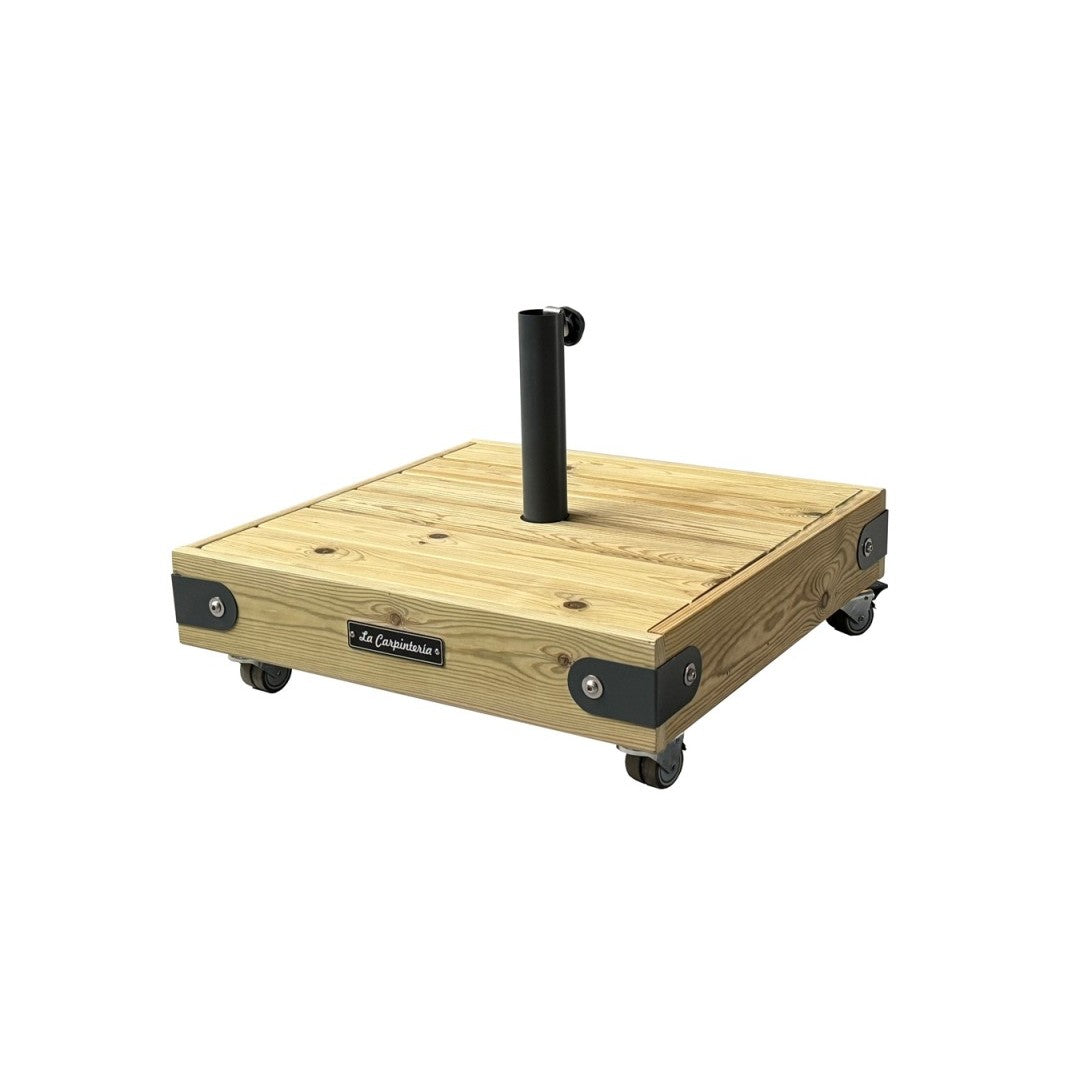 Base artesanal de madera BOX 6 de 50 kg con acabado nogal.