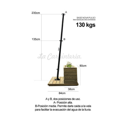 Base Velas Sombreadoras NOVA PULSO 130 kg
