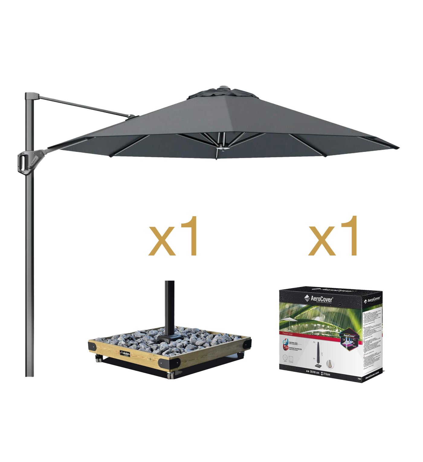 Pack Parasol VOYAGER Redondo + Base NOVA 8 + Funda
