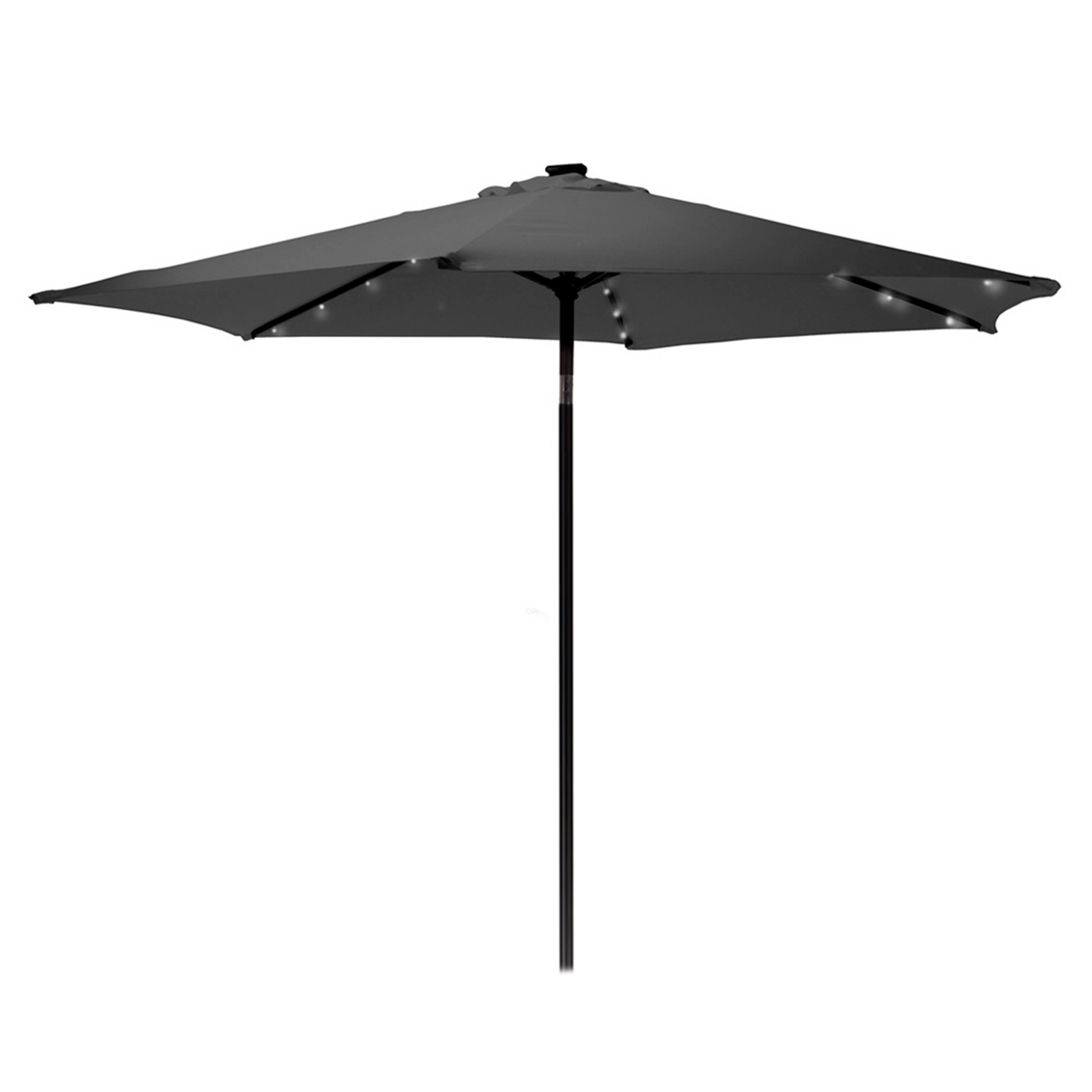Parasol central ARAL de 260 cm color Gris Antracita con luces LED para jardín.