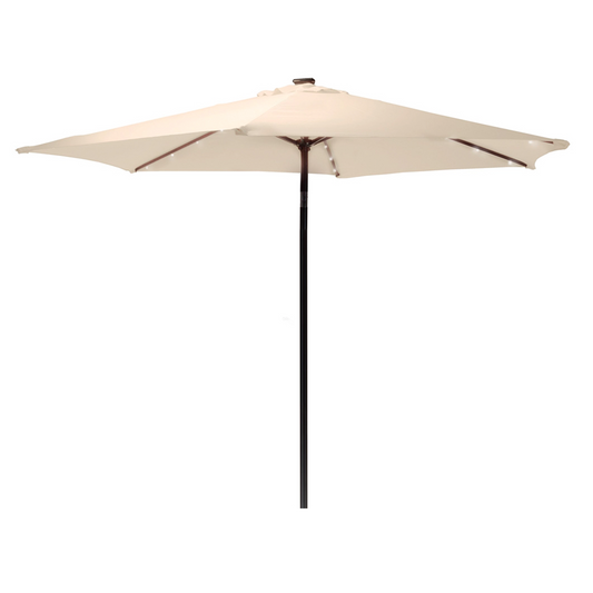 Parasol central ARAL de 260 cm color Beige con luces LED para jardín.