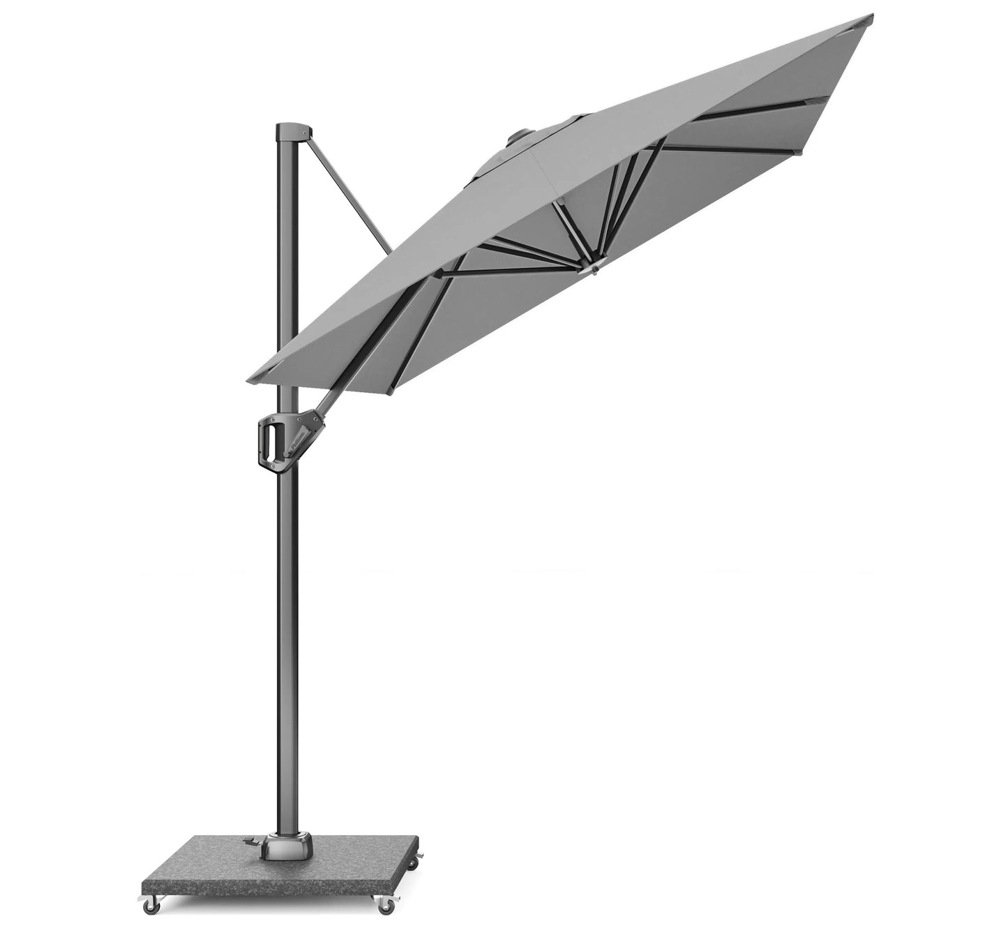 Sistema de inclinación parabólica del parasol Voyager para bloquear el sol bajo.