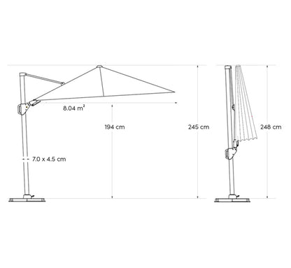 Parasol de Pie Lateral VOYAGER T² 270x270 cm