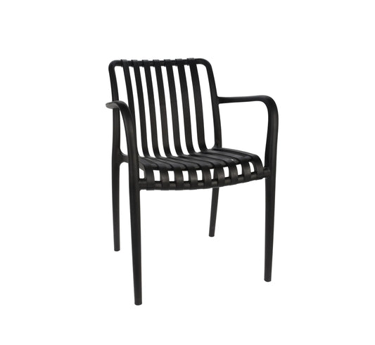 Silla de exterior económica CEBRA en color negro mate.