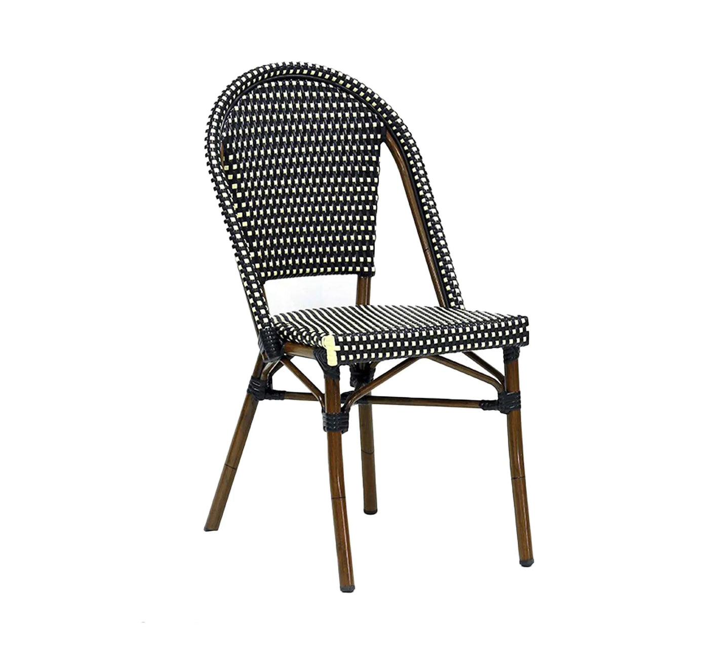 Silla ARLÉS de estilo parisino con estructura color bambú y trenzado negro.