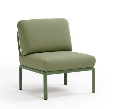 Módulo central Komodo de Nardi en color Ágave, estructura de diseño orgánico para sofás modulares de exterior.