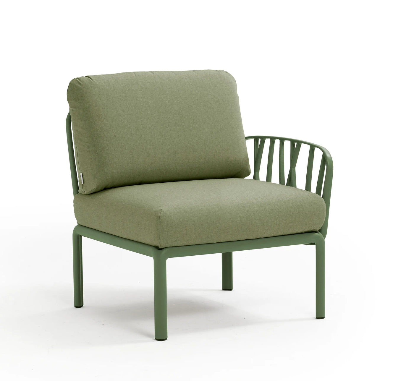 Elemento terminal derecho/izquierdo para sofá modular Komodo de Nardi, estructura en resina de fibra de vidrio color Ágave.