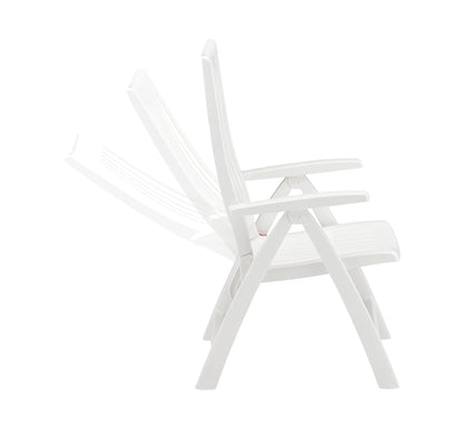 Primer plano del sistema de reclinado y los reposabrazos integrados del sillón ROMA, resaltando su acabado fino.