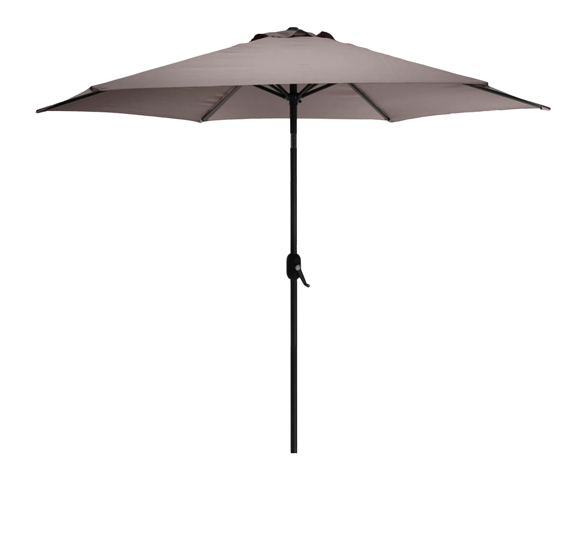 Parasol basculante STELA de 260 cm en color taupe con mástil gris antracita.
