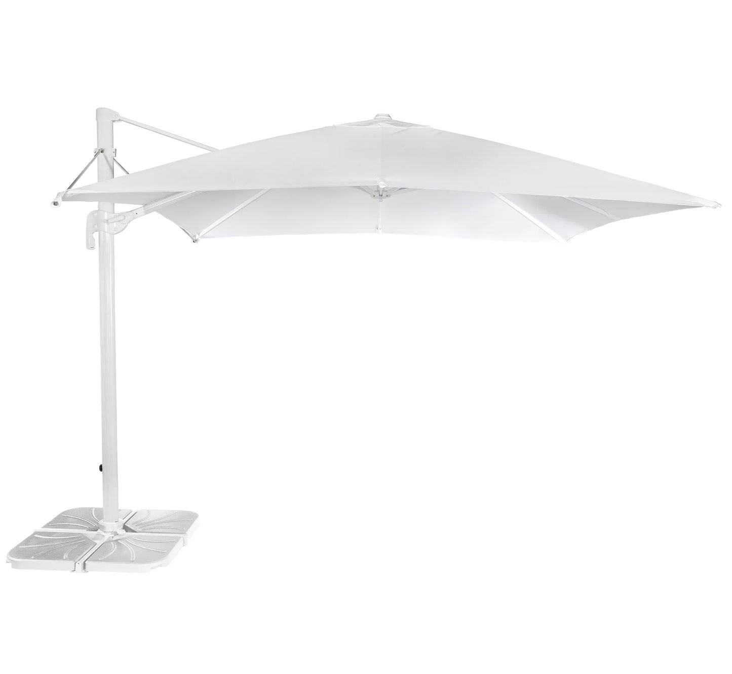 Parasol lateral Ezpeleta FLEXO 3x3 m blanco abierto.