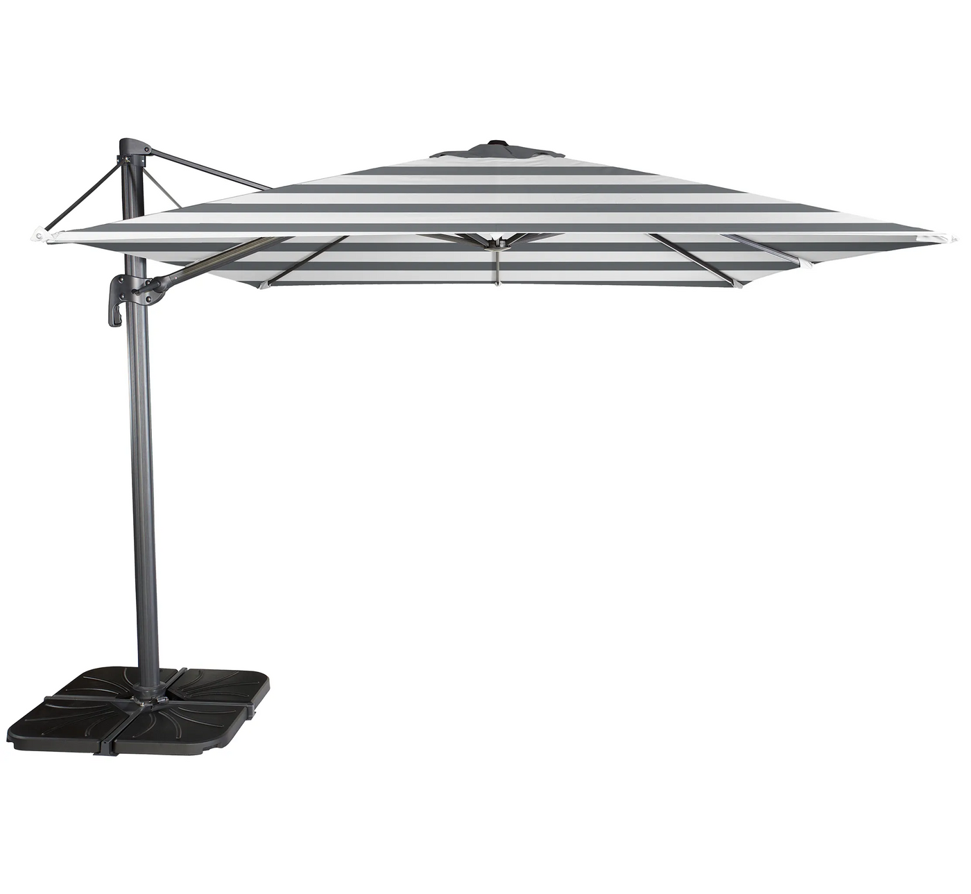 Parasol lateral Ezpeleta FLEXO 3x3 m rayas abierto.