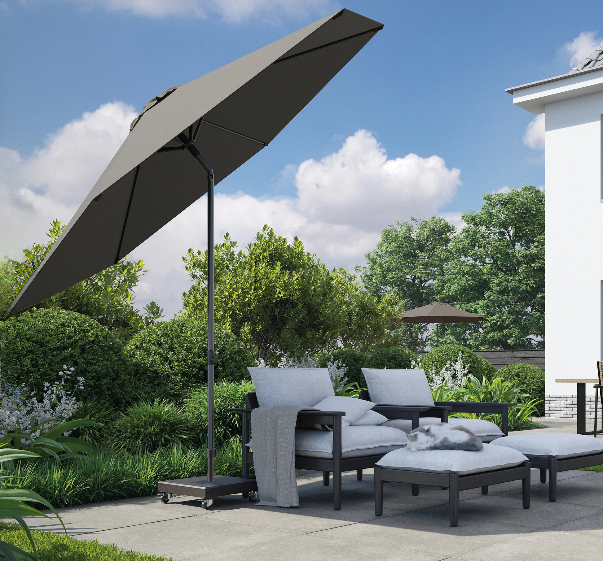 Sombrilla LISBOA de 300 cm con sistema de inclinación para jardín.