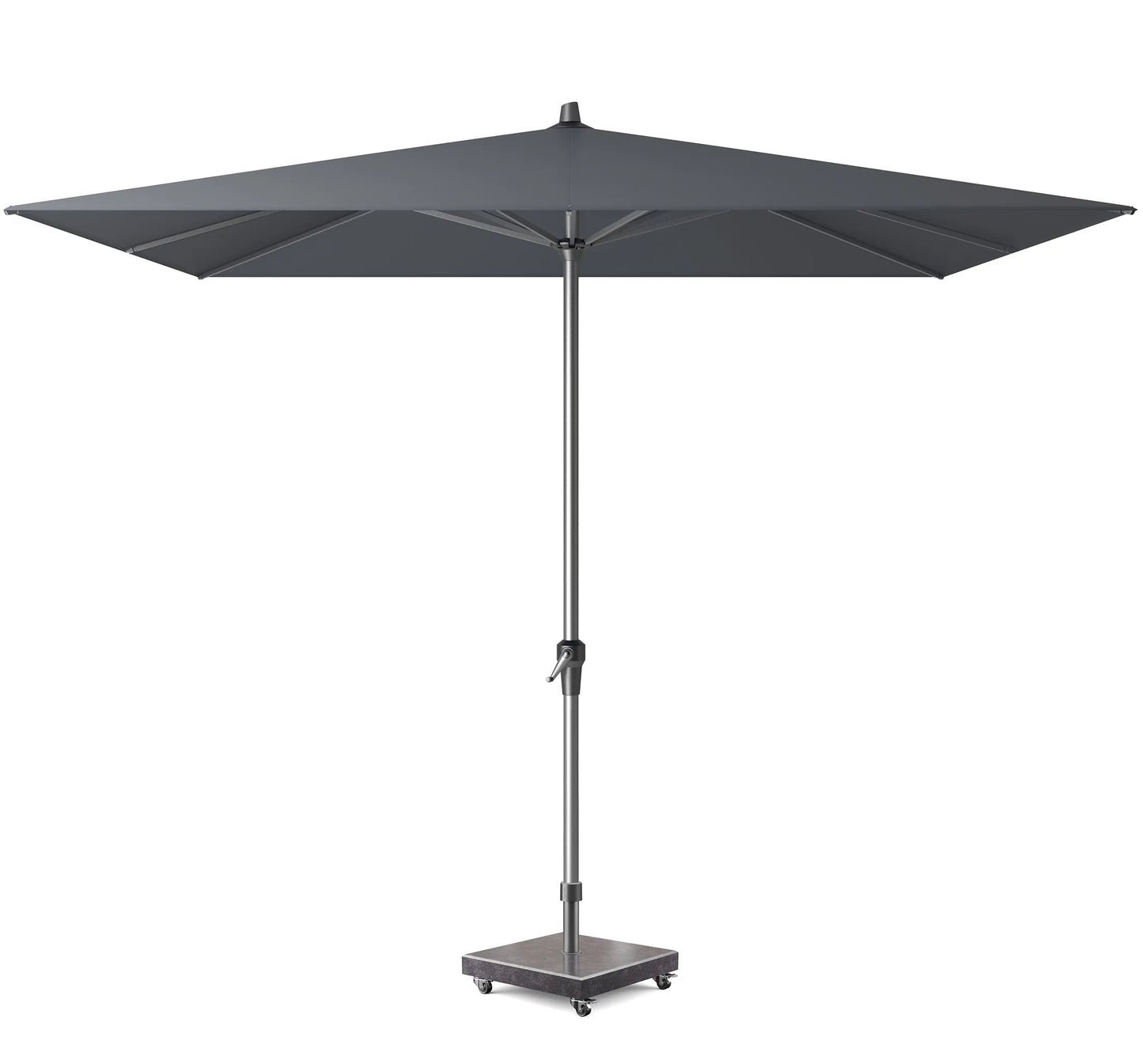 Parasol cuadrado RIVA de 2,75 x 2,75 m en color gris antracita para jardín.