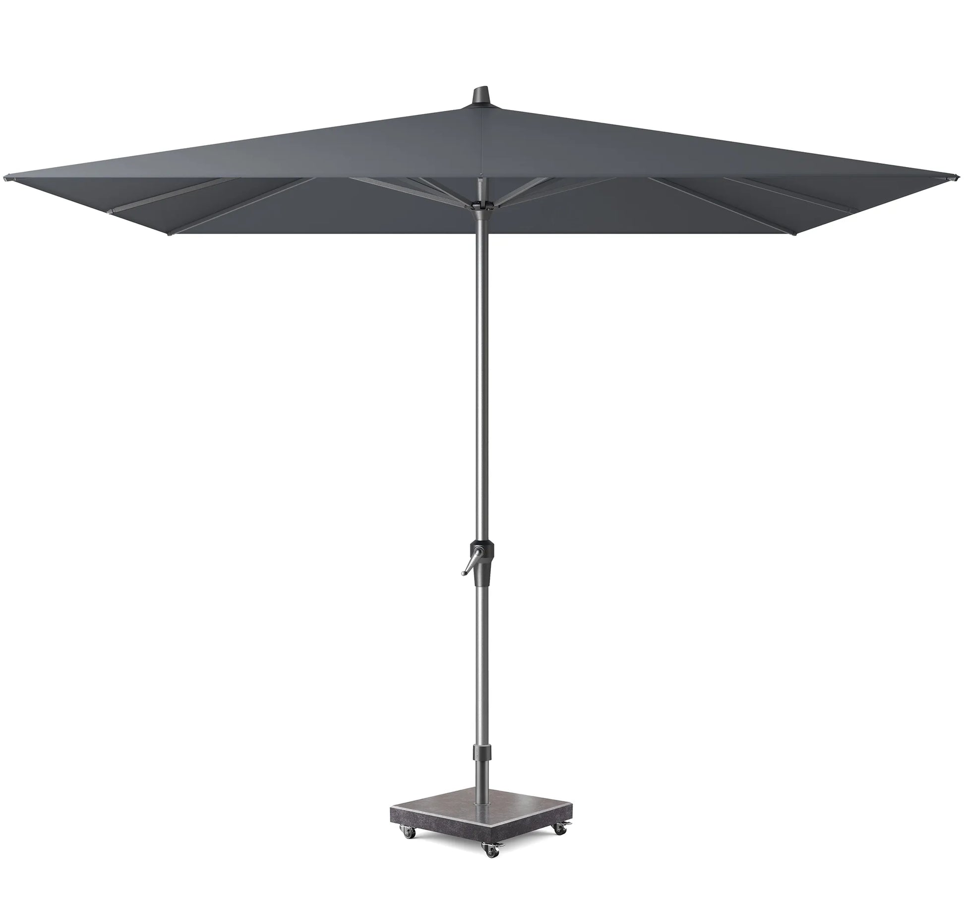 Parasol cuadrado RIVA de 2,75 x 2,75 m en color gris antracita para jardín.