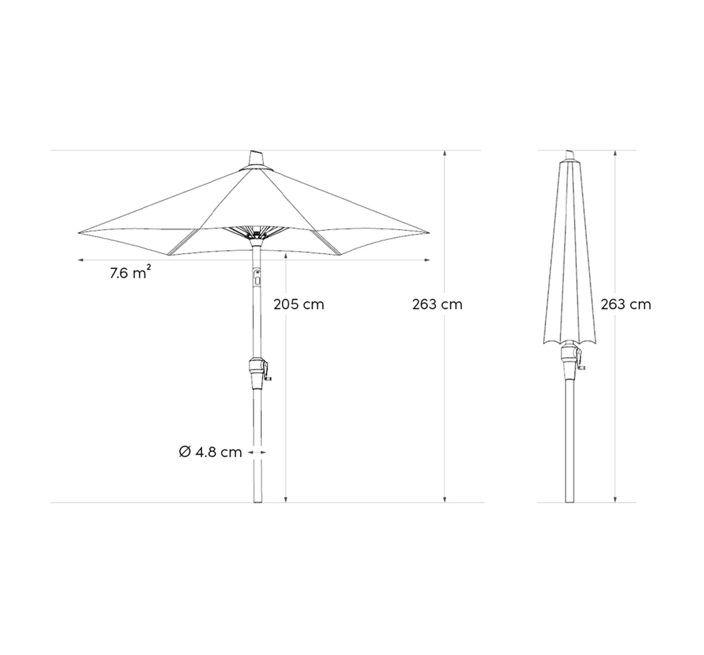 PLATINUM RIVA Parasol 275 x 275 cm