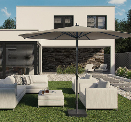 Parasol cuadrado RIVA de 2,75 x 2,75 m para terraza.