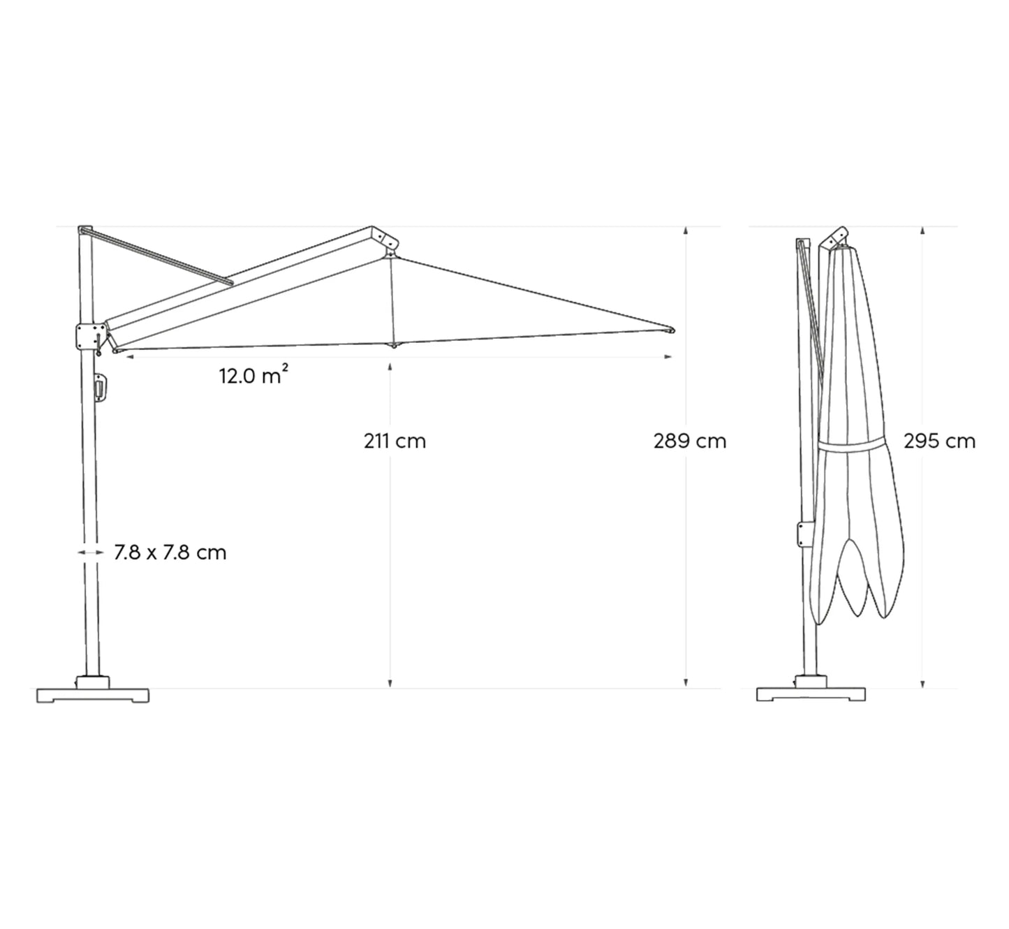 Parasol de Pie Lateral PLATINUM ICON 400x300 cm