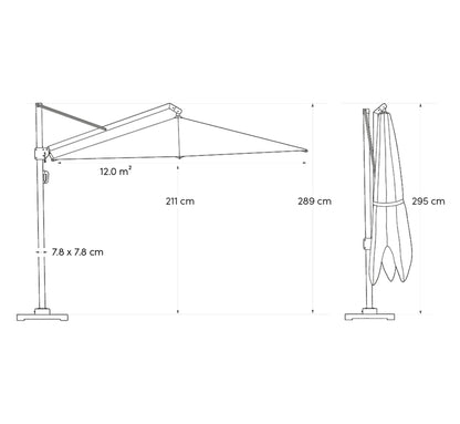 Parasol de Pie Lateral PLATINUM ICON 400x300 cm