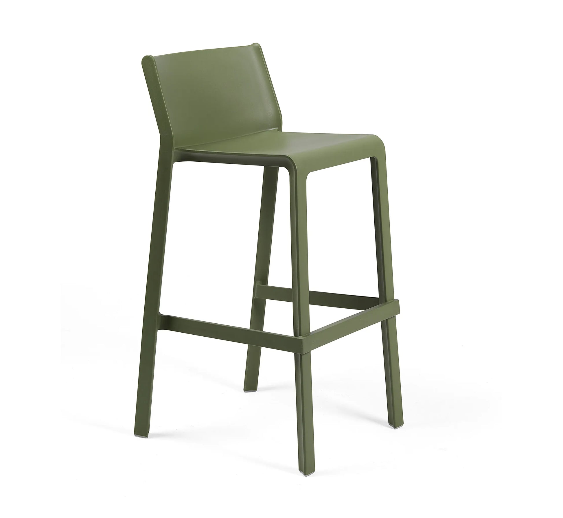 Taburete de exterior TRILL de NARDI en color verde mate para barra de terraza.